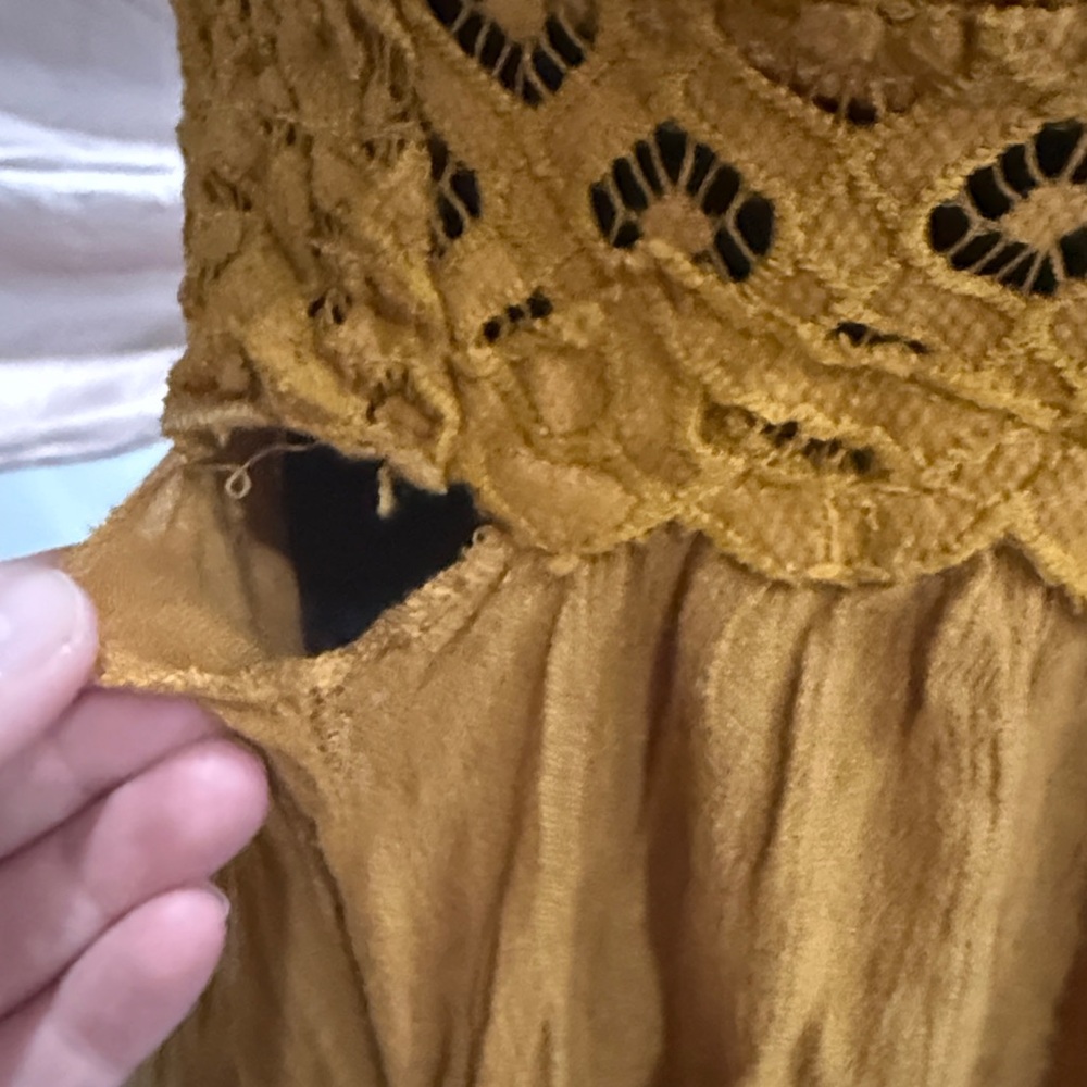 Free People Mustard Lace Detail Mini Dress - Picture 2 of 4